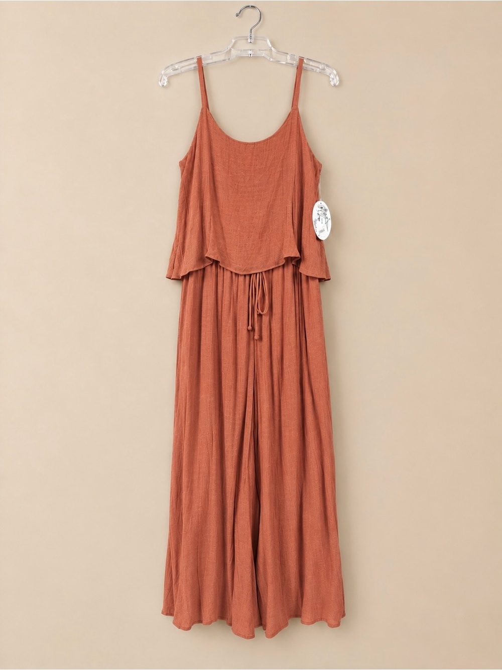 NAIF Gauze Flowy Wide Leg Jumpsuit Rust Orange (Terracotta) Large L NWT Resort